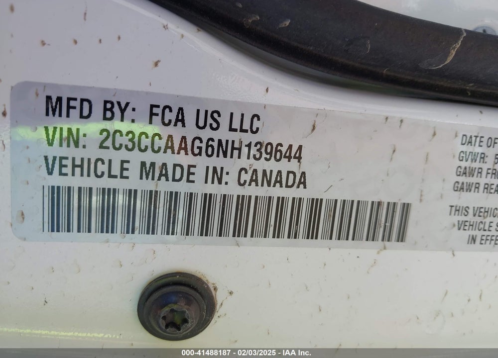 2022 CHRYSLER 300 VIN: 2C3CCAAG6NH139644