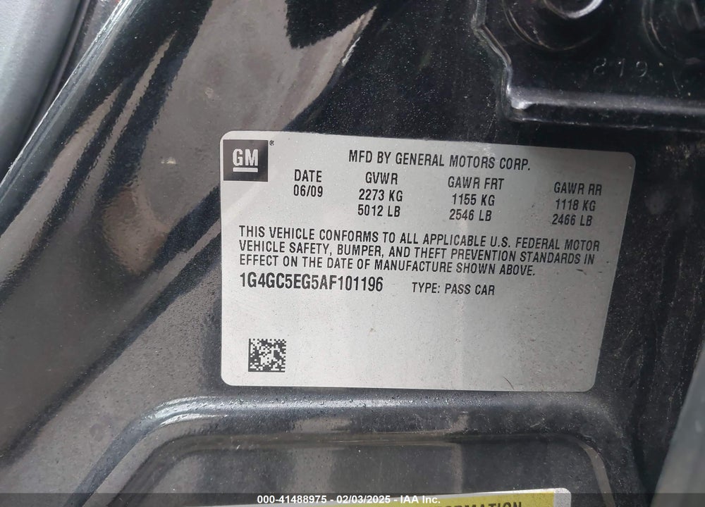 2010 BUICK LACROSSE CXL VIN: 1G4GC5EG5AF101196