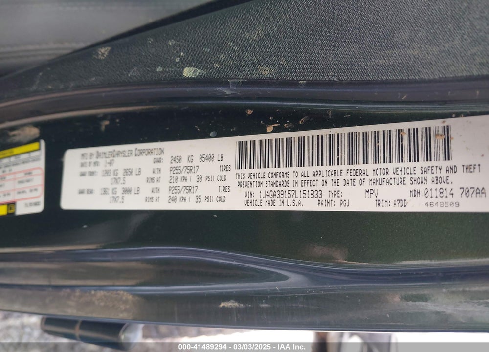 2007 JEEP WRANGLER / VIN: 1J4GA39157L151833