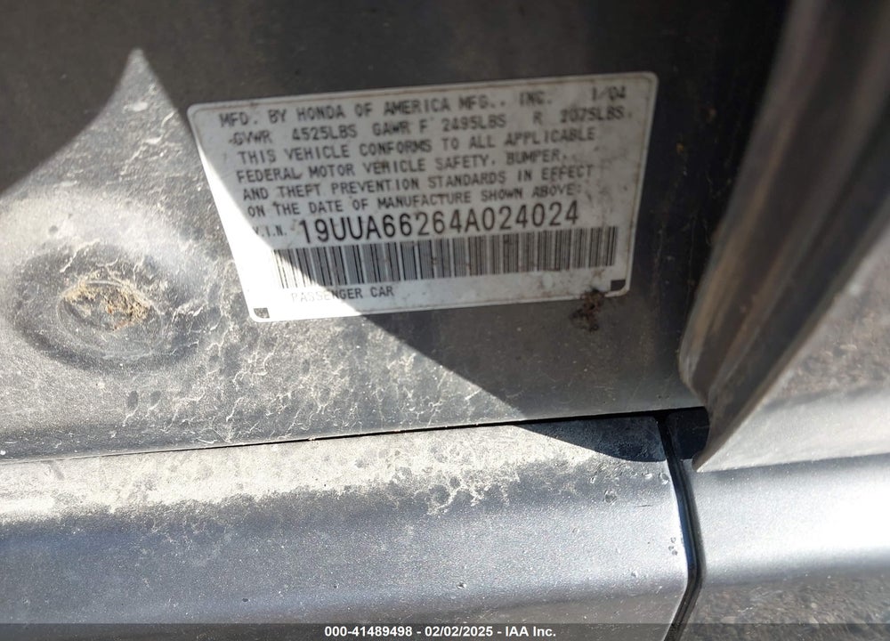 2004 ACURA TL VIN: 19UUA66264A024024