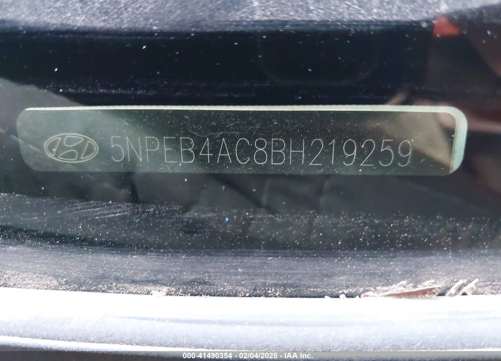 2011 HYUNDAI SONATA VIN: 5NPEB4AC8BH219259