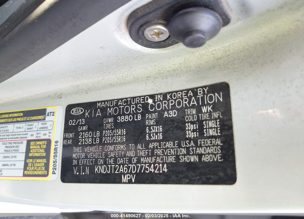 2013 KIA SOUL VIN: KNDJT2A67D7754214