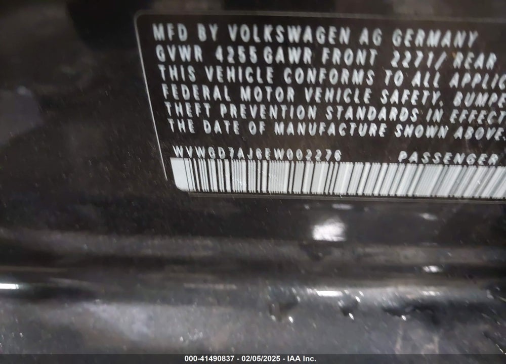 2014 VOLKSWAGEN GTI VIN: WVWGD7AJ6EW002276
