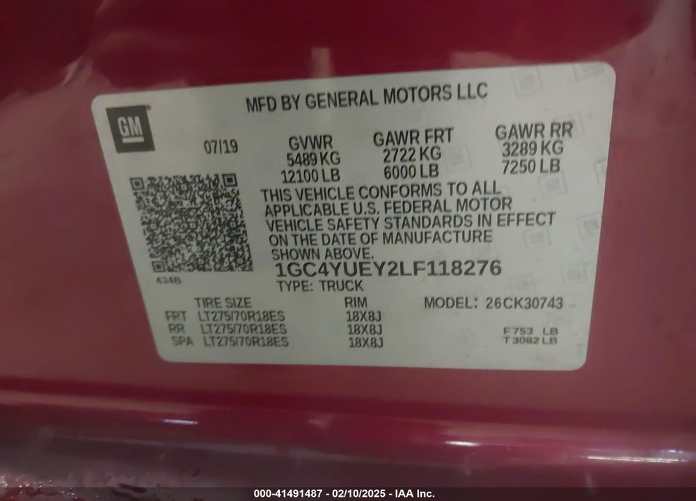 2020 CHEVROLET SILVERADO 3500HD 4WD  STANDARD BED LTZ VIN: 1GC4YUEY2LF118276