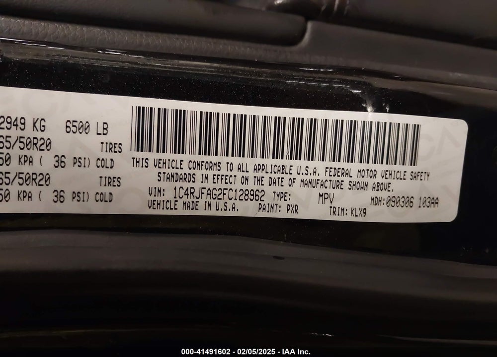 2015 JEEP GRAND CHEROKEE ALTITUDE VIN: 1C4RJFAG2FC128962