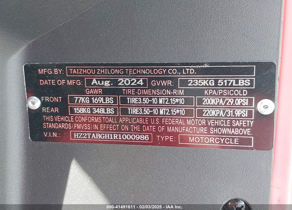 2024 OTHER --- VIN: HZ2TABGH1R1000986