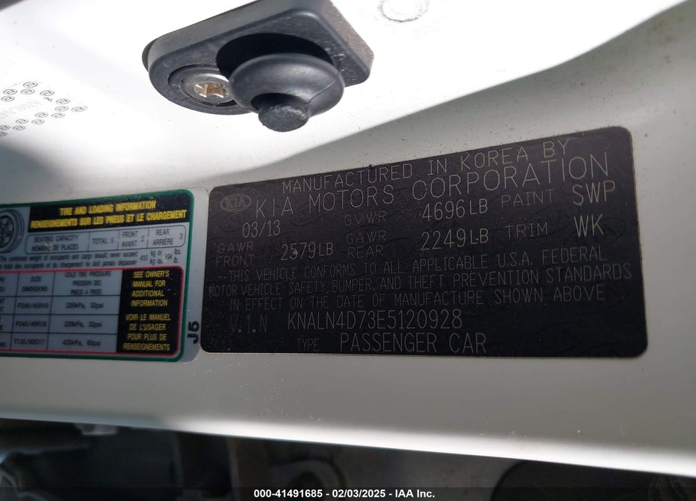 2014 KIA CADENZA VIN: KNALN4D73E5120928