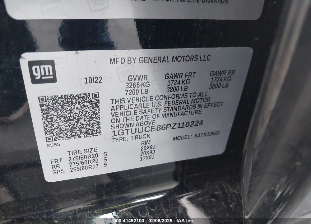 2023 GMC SIERRA 1500 4WD SHORT BOX ELEVATION WITH 3SB VIN: 1GTUUCE86PZ110224
