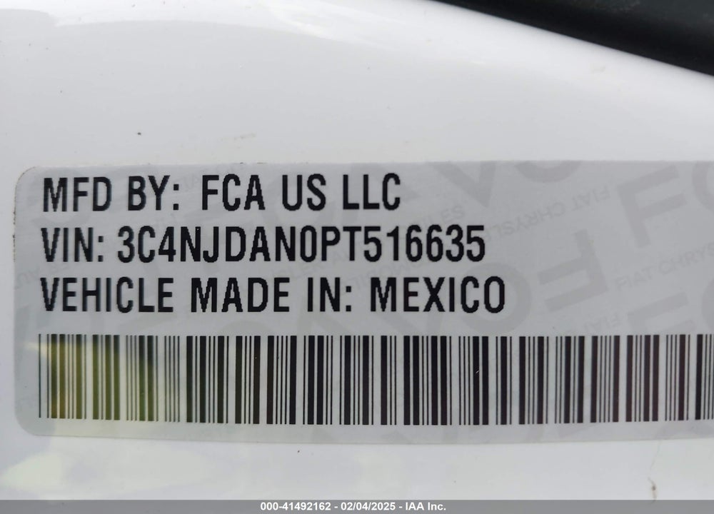 2023 JEEP COMPASS SPORT 4X4 VIN: 3C4NJDAN0PT516635