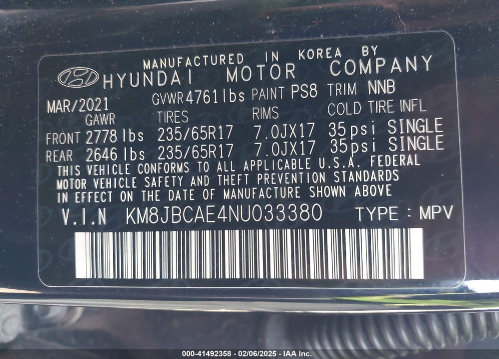 2022 HYUNDAI TUCSON SEL VIN: KM8JBCAE4NU033380