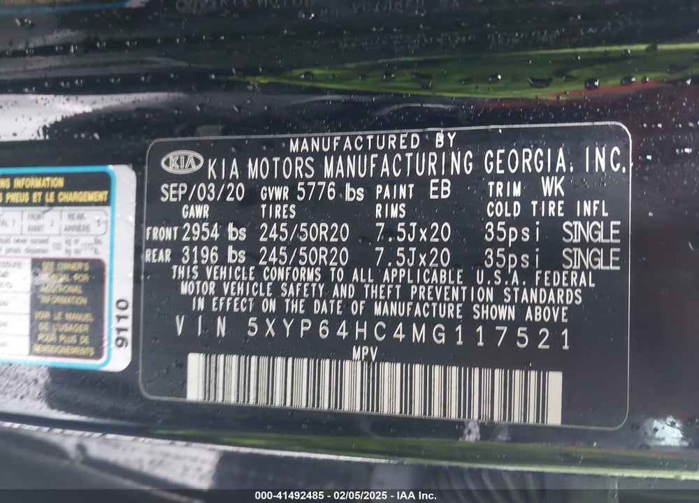 2021 KIA TELLURIDE S VIN: 5XYP64HC4MG117521