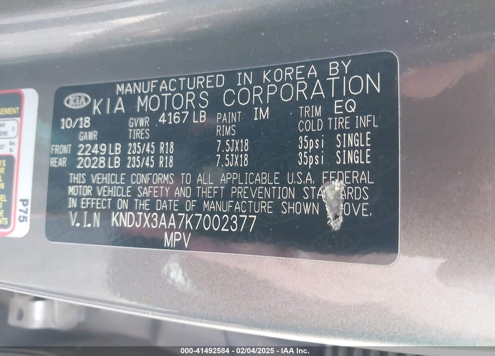 2019 KIA SOUL VIN: KNDJX3AA7K7002377