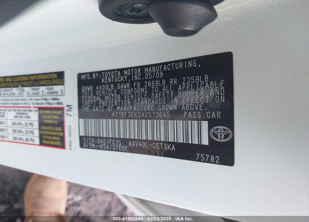 2010 TOYOTA CAMRY SE VIN: 4T1BF3EK0AU513645