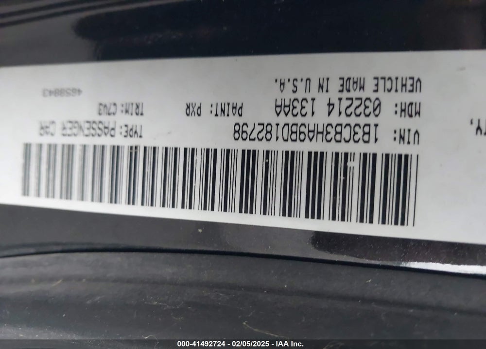 2011 DODGE CALIBER MAINSTREET VIN: 1B3CB3HA9BD182798