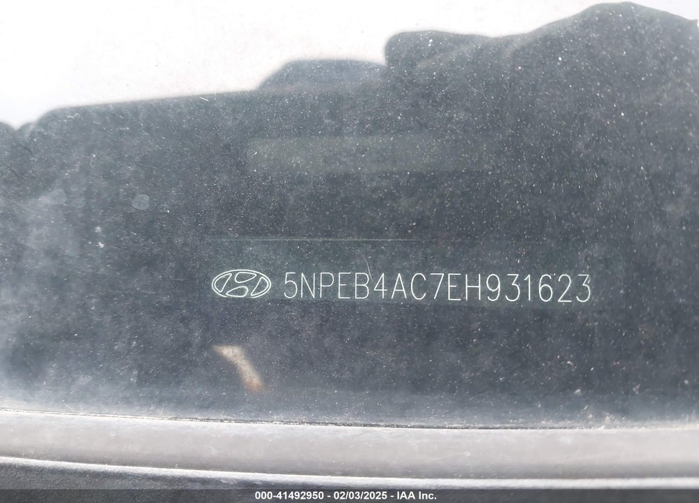 2014 HYUNDAI SONATA VIN: 5NPEB4AC7EH931623