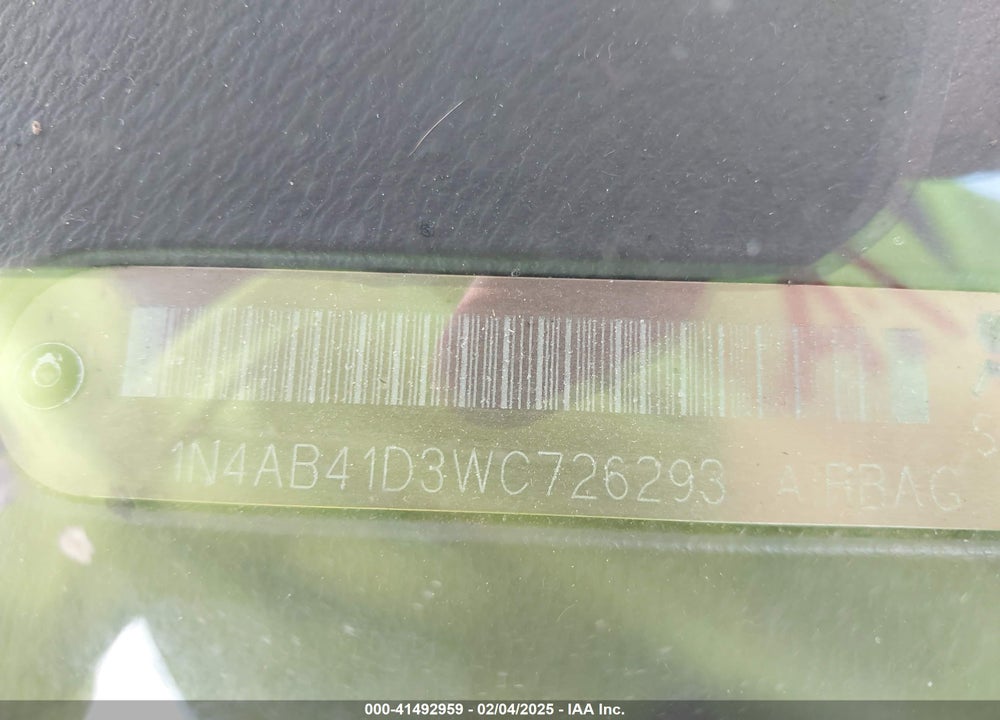 1998 NISSAN SENTRA VIN: 1N4AB41D3WC726293