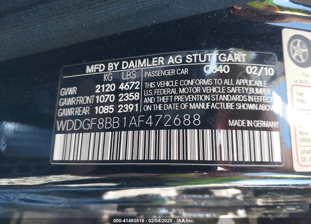 2010 MERCEDES-BENZ C 300 VIN: WDDGF8BB1AF472688