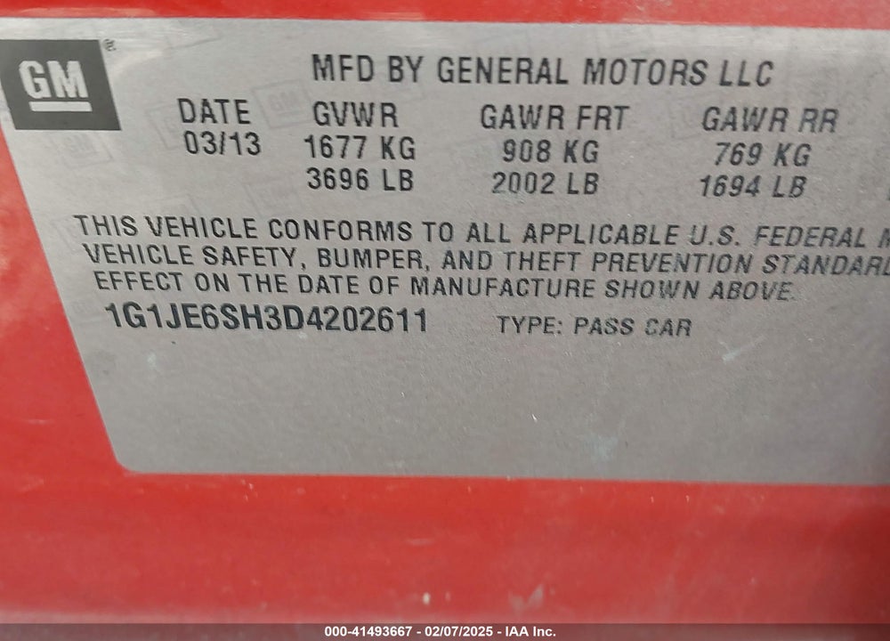 2013 CHEVROLET SONIC LTZ AUTO VIN: 1G1JE6SH3D4202611