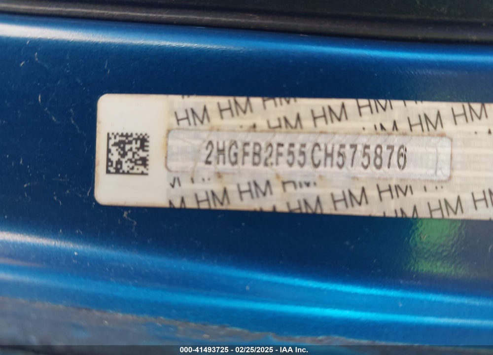 2012 HONDA CIVIC VIN: 2HGFB2F55CH575876