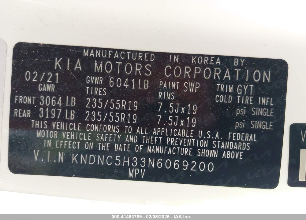 2022 KIA CARNIVAL MPV EX VIN: KNDNC5H33N6069200