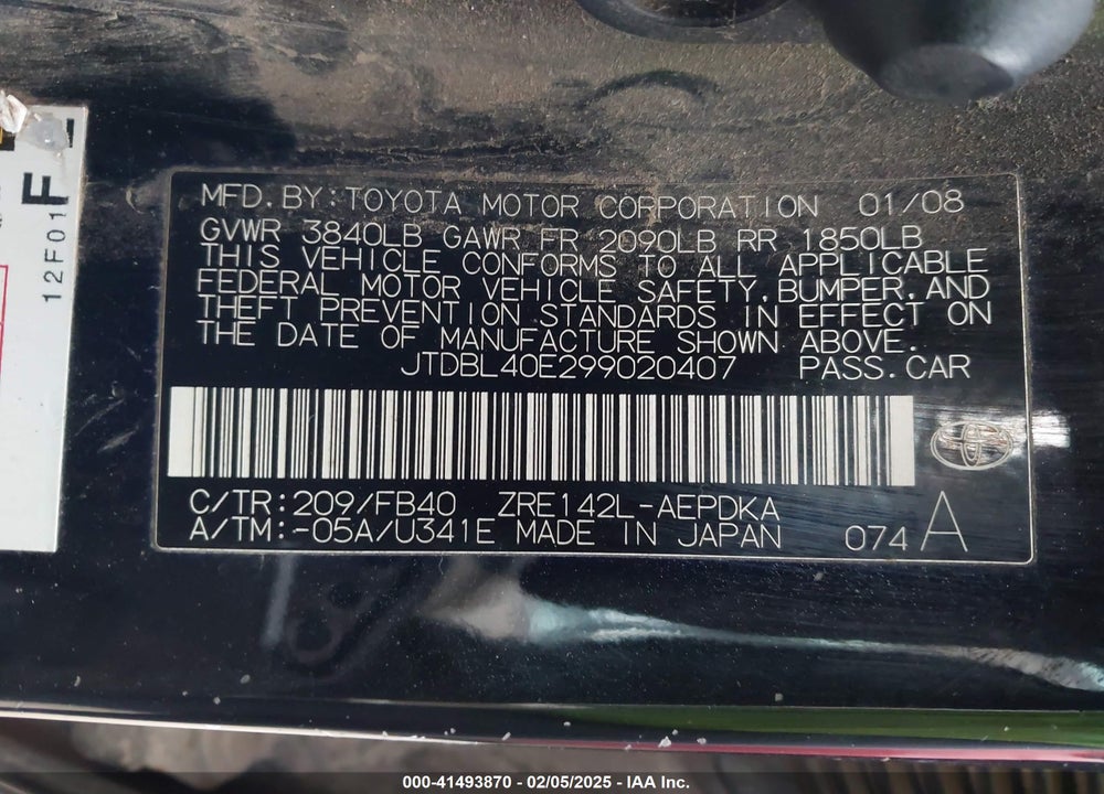 2009 TOYOTA COROLLA LE VIN: JTDBL40E299020407