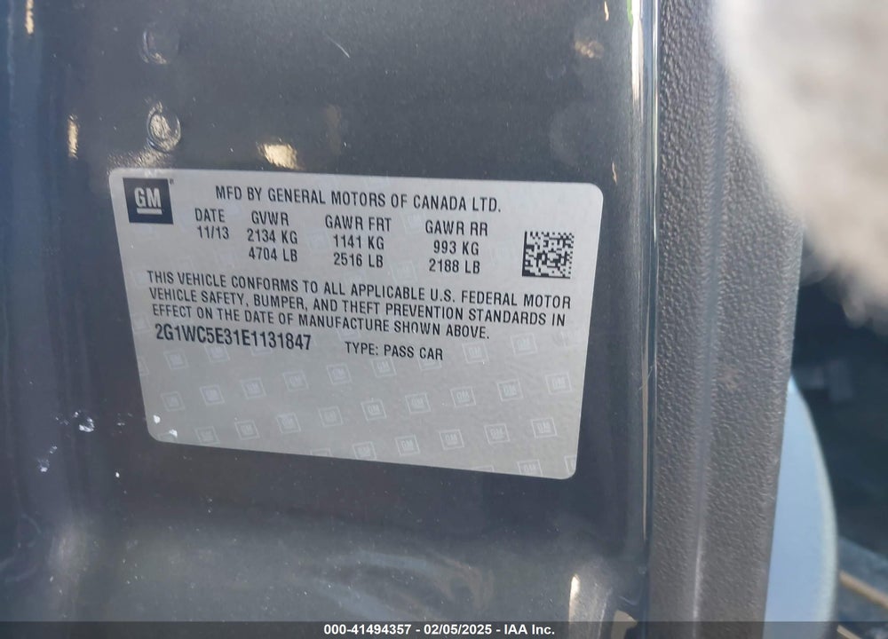 2014 CHEVROLET IMPALA LIMITED VIN: 2G1WC5E31E1131847