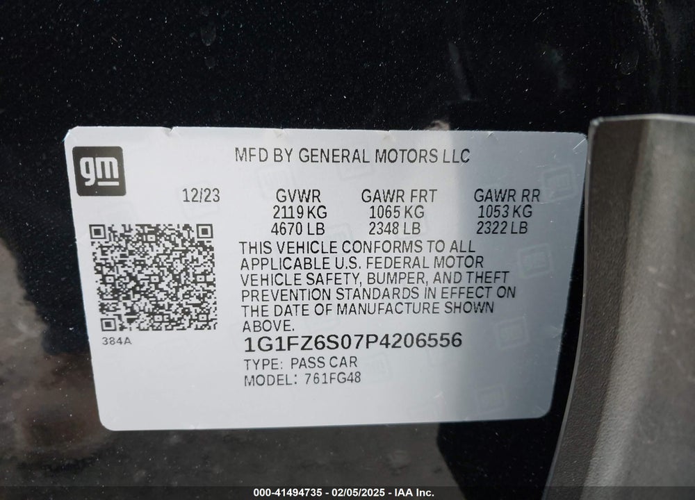 2023 CHEVROLET BOLT EUV FWD PREMIER VIN: 1G1FZ6S07P4206556