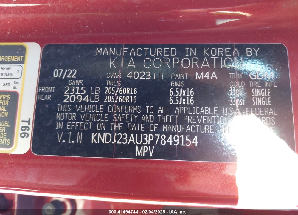 2023 KIA SOUL LX VIN: KNDJ23AU3P7849154