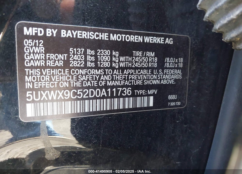 2013 BMW X3 XDRIVE28I VIN: 5UXWX9C52D0A11736