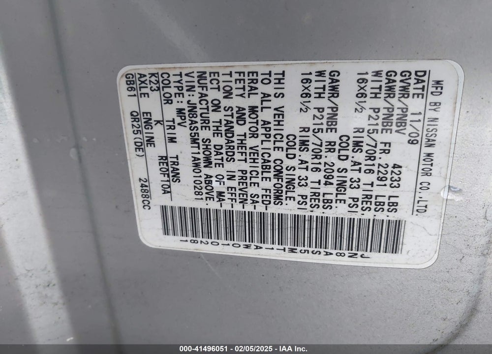 2010 NISSAN ROGUE S VIN: JN8AS5MT1AW010281