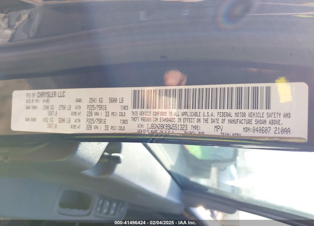 2009 JEEP LIBERTY SPORT VIN: 1J8GN28K99W551323