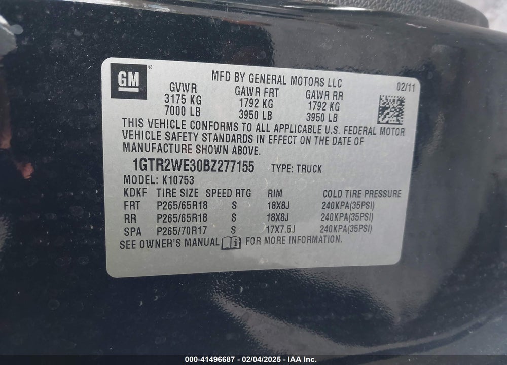 2011 GMC SIERRA 1500 SLT VIN: 1GTR2WE30BZ277155