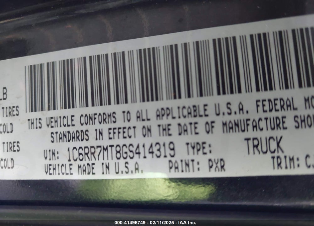 2016 RAM 1500 VIN: 1C6RR7MT8GS414319