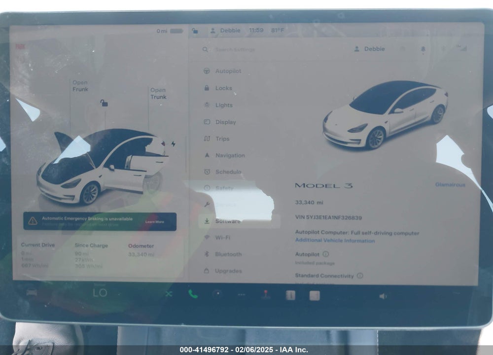 2022 TESLA MODEL 3 VIN: 5YJ3E1EA1NF326839