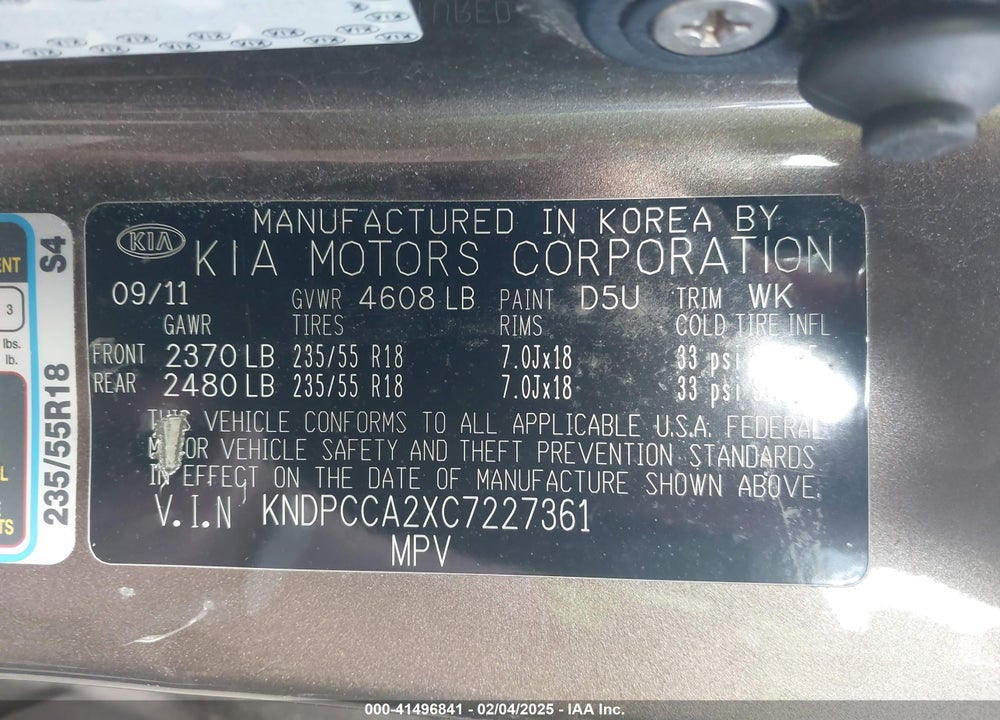 2012 KIA SPORTAGE EX VIN: KNDPCCA2XC7227361