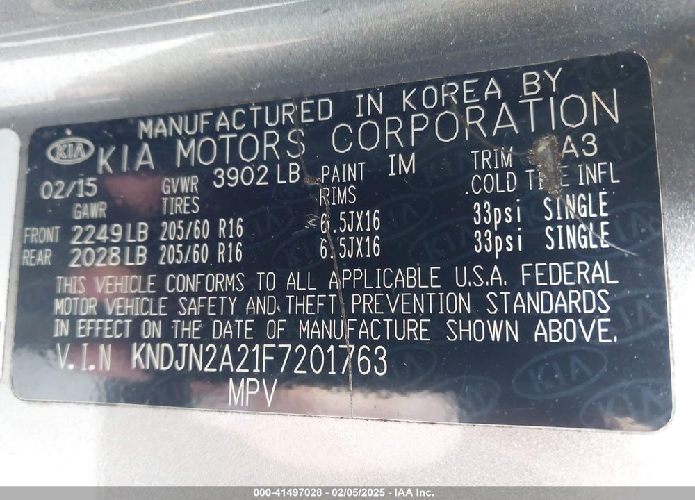 2015 KIA SOUL VIN: KNDJN2A21F7201763