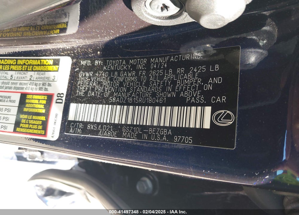 2024 LEXUS ES VIN: 58ADZ1B15RU180461