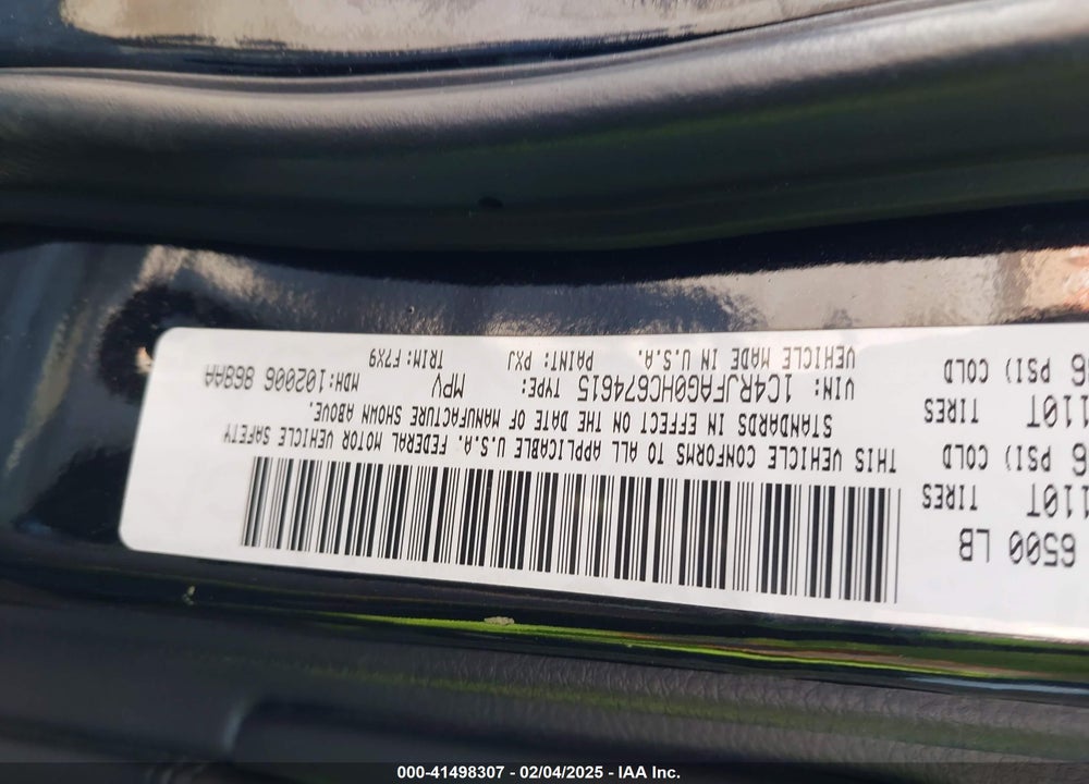 2017 JEEP GRAND CHEROKEE VIN: 1C4RJFAG0HC674615