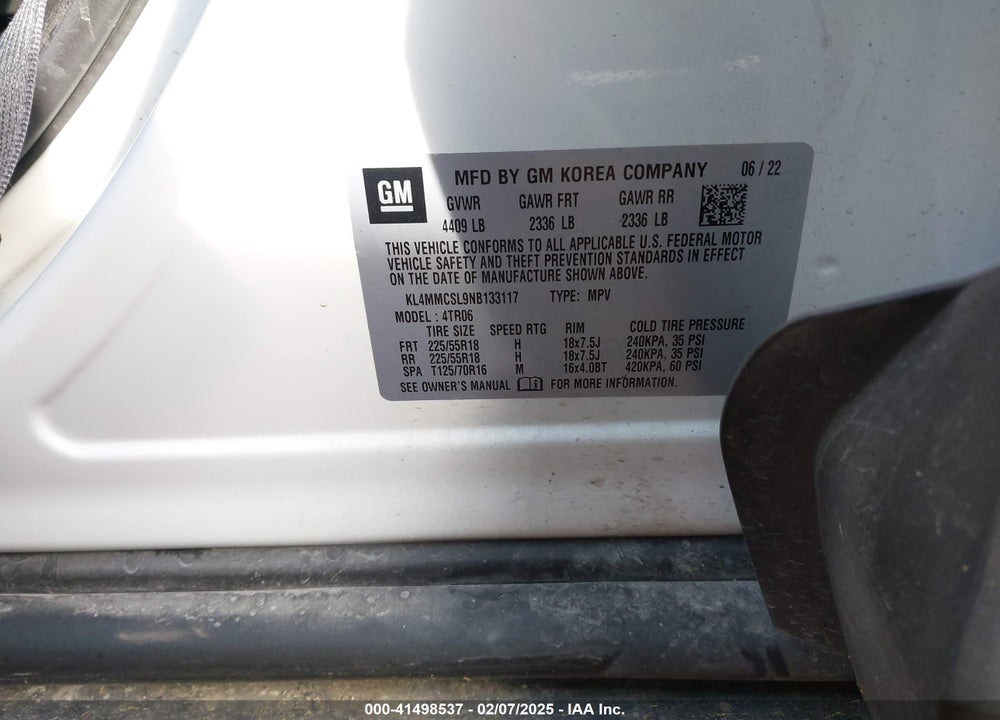 2022 BUICK ENCORE GX AWD PREFERRED VIN: KL4MMCSL9NB133117