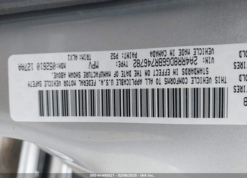 2011 CHRYSLER TOWN & COUNTRY TOURING-L VIN: 2A4RR8DG6BR746782