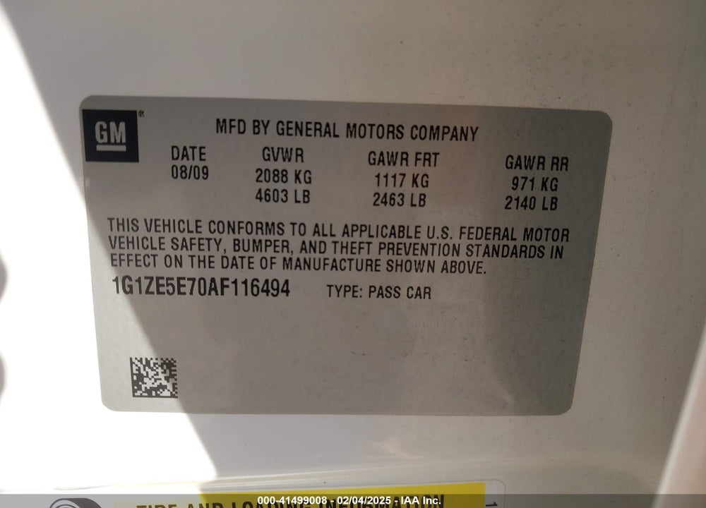 2010 CHEVROLET MALIBU LTZ VIN: 1G1ZE5E70AF116494