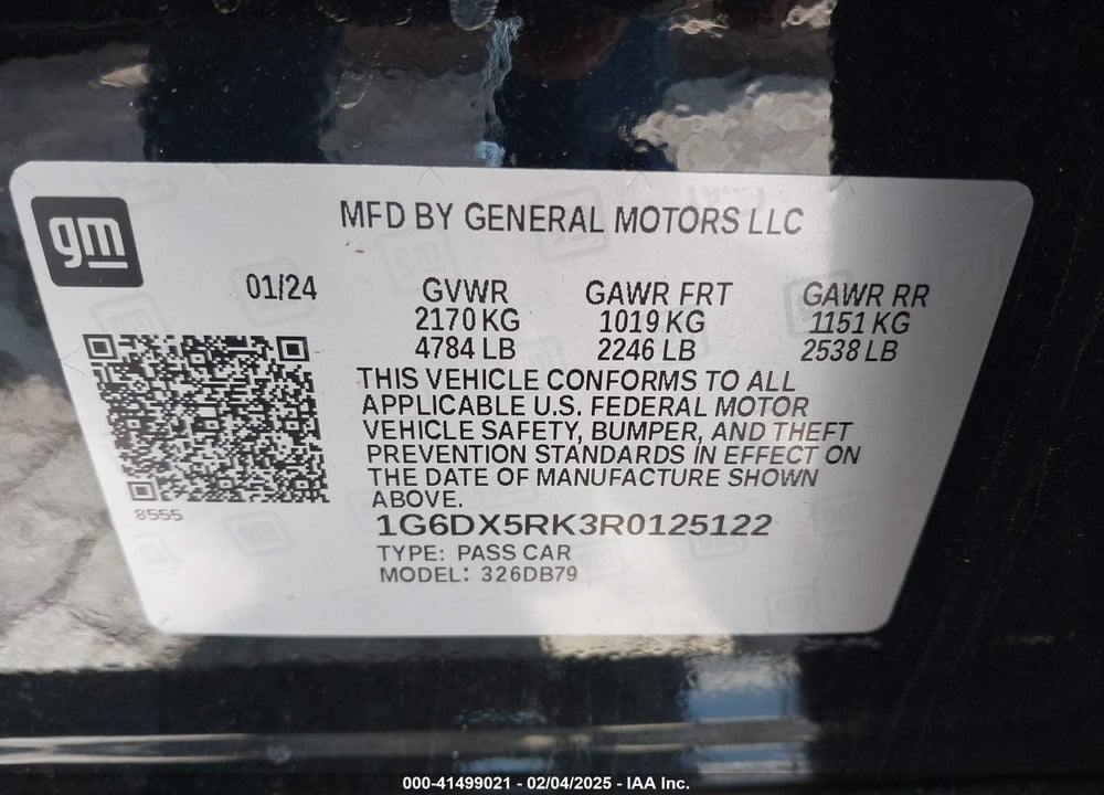2024 CADILLAC CT5 VIN: 1G6DX5RK3R0125122