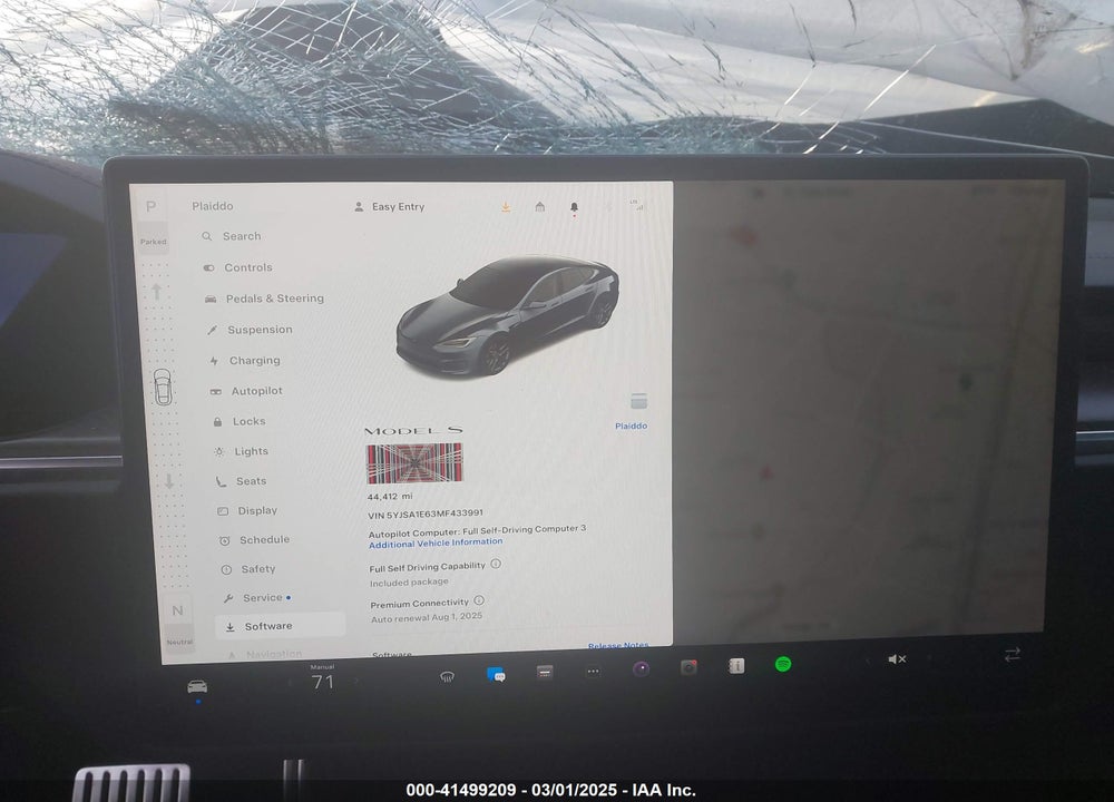 2021 TESLA MODEL S VIN: 5YJSA1E63MF433991
