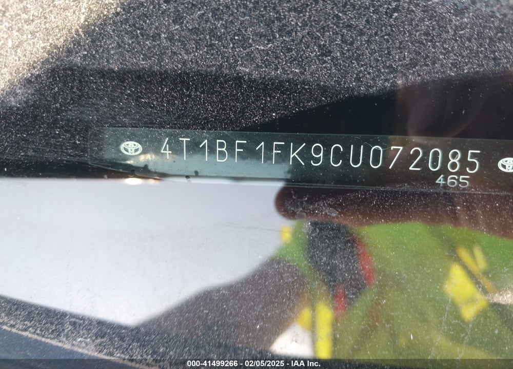2012 TOYOTA CAMRY VIN: 4T1BF1FK9CU072085