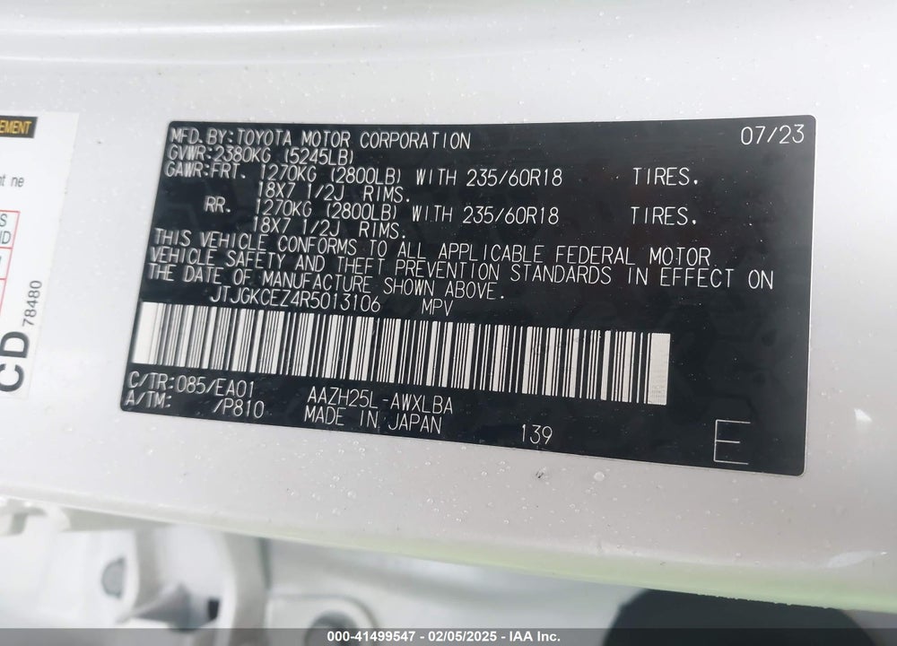 2024 LEXUS NX 350H PREMIUM VIN: JTJGKCEZ4R5013106