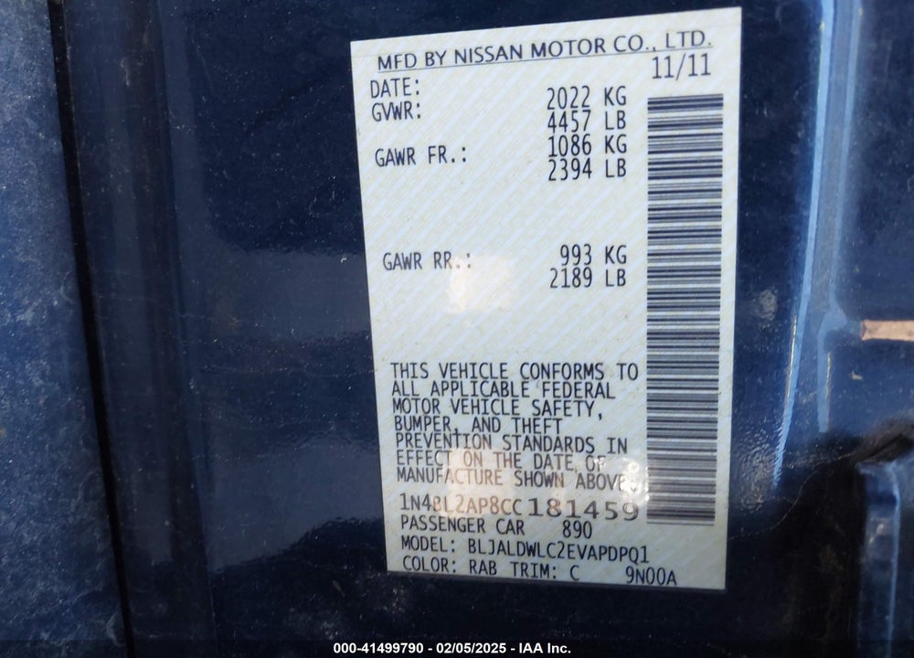 2012 NISSAN ALTIMA 3.5 SR VIN: 1N4BL2AP8CC181459