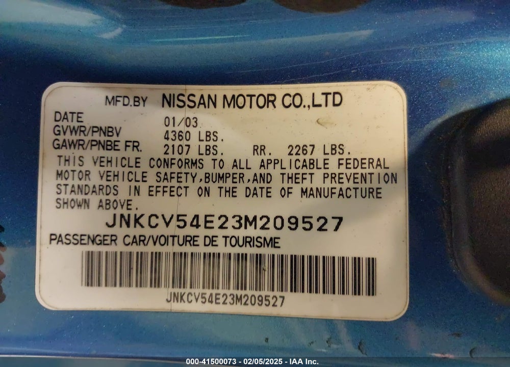 2003 INFINITI G35 VIN: JNKCV54E23M209527