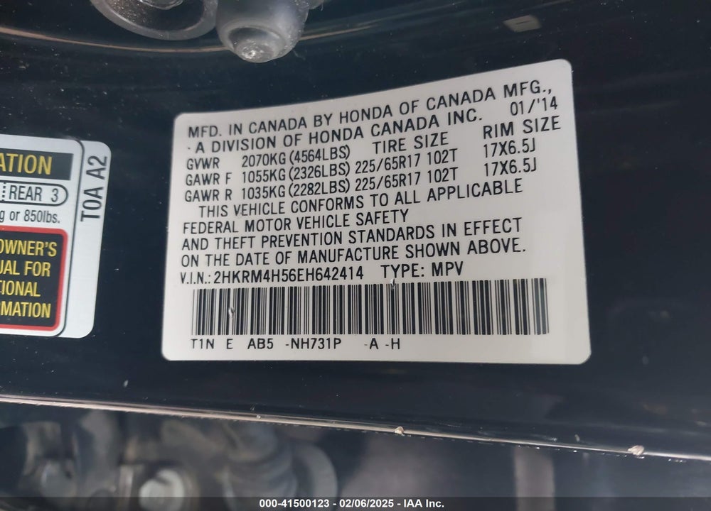 2014 HONDA CR-V EX VIN: 2HKRM4H56EH642414