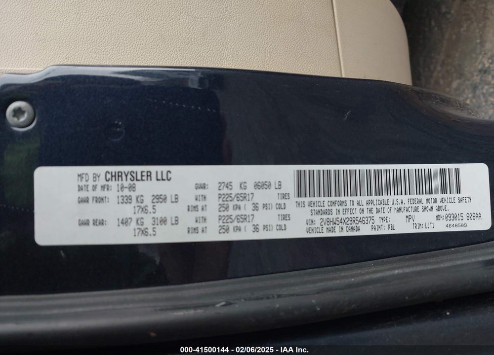 2009 VOLKSWAGEN ROUTAN SEL VIN: 2V8HW54X29R546375