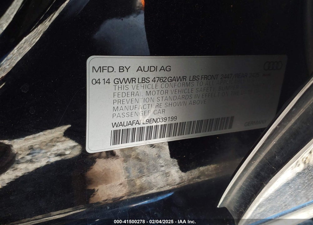 2014 AUDI A4 VIN: WAUAFAFL9EN039199